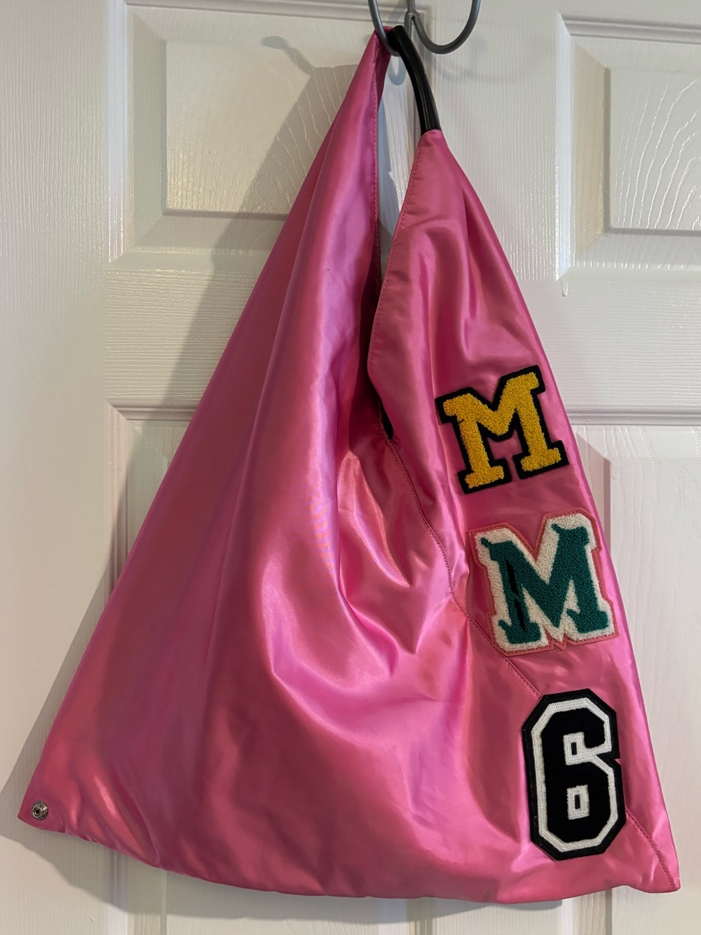 MM6 MAISON MARGIELA RARE Pink Satin Varsity Letter Japanese Tote